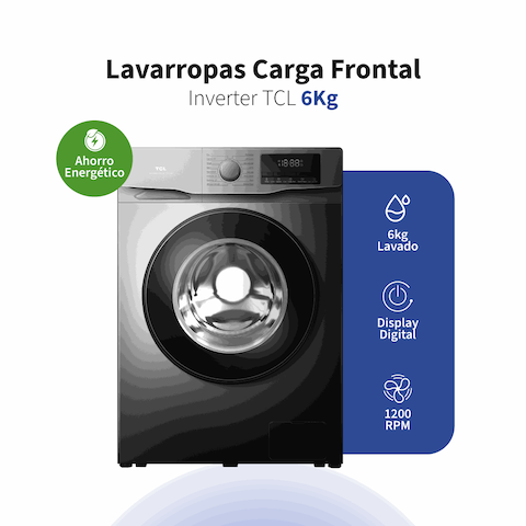 Lavarropas TCL Carga Frontal 6kg 1200 rpm Gris P606FL